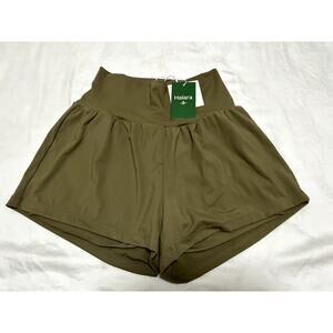 Halara Womens Back Pocket Extra Side Hidden Pocket 2-in-1 Gym Shorts 3" Green M